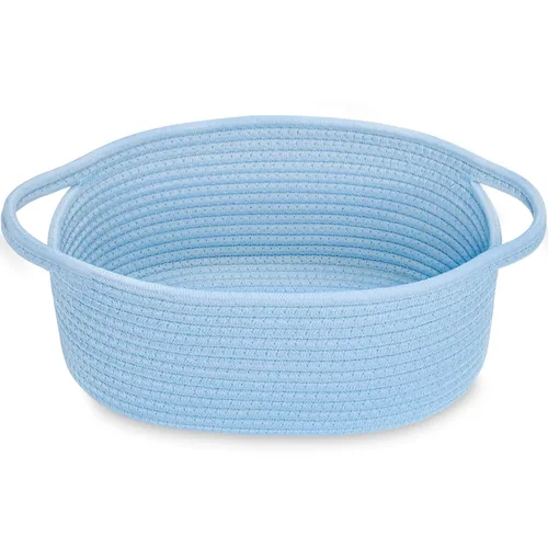Vista 23 de ABenkle Cesta Pequeña con Asas - Contenedor de Almacenamiento Tejido de Cuerda Decorativo Duradero Cubo Organizador de Estante, Cesta de Regalo