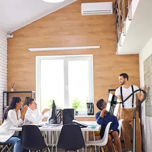 Vista 5 de Soporte de suelo para tableta con cuello de cisne flexible y base estable, soporte para tableta ajustable de 360 grados para iPad, teléfono celular