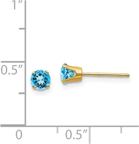 Vista 3 de 14K 4mm arete Diciembreazul Topacio Post, Gem quilates. 0,66