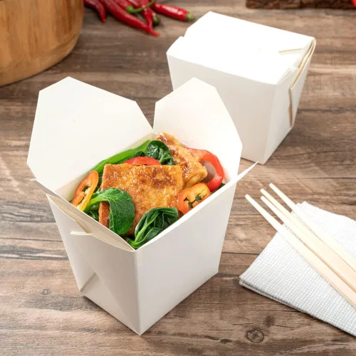 Vista 4 de Restaurantware Cajas para llevar comida china: 25 paquetes de 16 onzas, recipientes desechables para llevar, resistentes a la grasa, recipientes
