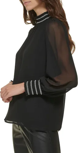 Vista 3 de Karl Lagerfeld Paris Top tejido de manga larga para mujer