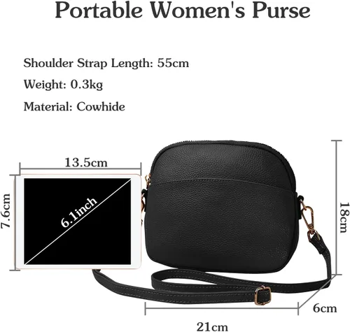 Vista 3 de FANDARE Bolsos de hombro para mujer, bolso ligero de cuero genuino