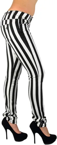 Vista 4 de Negro y Blanco Rayas Clásico Sexy Skinny & Bootcut Jeans Junior & Plus