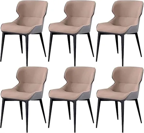 Vista 13 de LICOME Modern Dining Chairs Set of 6 Water Proof PU Leather Side Chairs with Carbon Steel Frame Kitchen Living Room Lounge Counter Chairs(Beige)
