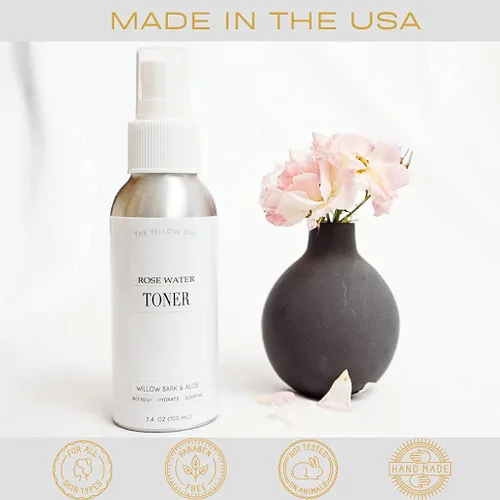 Vista 6 de Yellow Bird - Tónico facial natural de agua de rosas – Spray de hidratación facial calmante, niebla de ajuste de maquillaje relajante, corteza