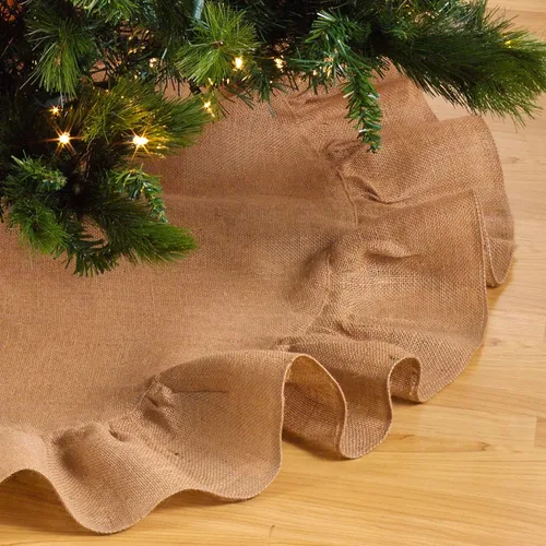 Vista 3 de Saro Lifestyle Falda para árbol de Navidad de yute, natural, 53 pulgadas