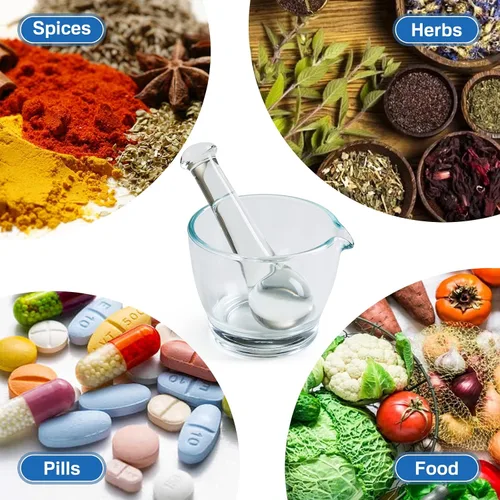 Vista 3 de Ultrassist Cuenco de cristal del mortero y de la mano de mortero de 4oz, amoladora y mezclador de la medicina para la farmacia o el laboratorio