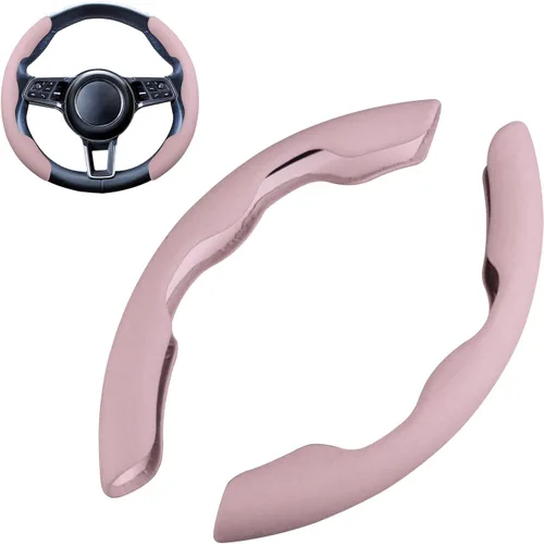 Vista 10 de Ergocar Sporty Suede - Funda para volante en forma de D y redonda, universal, antideslizante, transpirable, segmentada, funda protectora para Negro