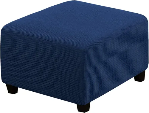 Vista 28 de ADPON Fundas otomanas cuadradas, fundas otomanas, protector de taburete de almacenamiento plegable, parte inferior elástica, tela jacquard de Negro