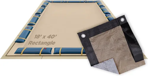 Vista 55 de Buffalo Blizzard Supreme Plus - Cubierta rectangular para piscina de invierno de 12 pies x 20 pies, color tostado/plateado, resistente para piscinas