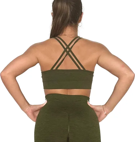 Vista 2 de ZENITH Flex - Brasier deportivo para mujer, sin varillas, brasier de yoga con tiras para entrenamiento, gimnasio, ropa deportiva con almohadillas