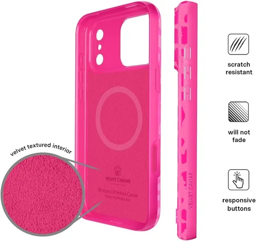 Vista 406 de VELVET CAVIAR Funda para iPhone 15, compatible con MagSafe, probada contra caídas de 10 pies, fundas protectoras de diseño, leopardo color rosa