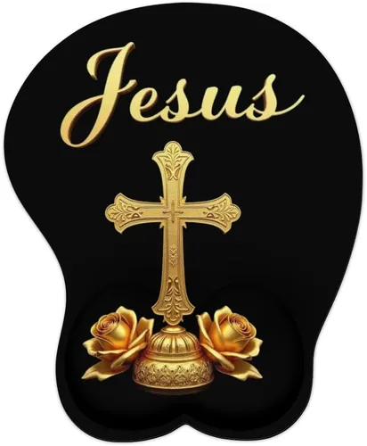 Vista 21 de Mousepad Blessed Religious Cross Ergonomic Wrist Support Non-Slip Base Mouse Mat with Wrist Rest Computer Mousemat for Desk Work Accessories Pad