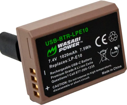 Vista 7 de Wasabi Power Batería USB (Serie Ginger) para Canon LP-E10 y Canon EOS Rebel T3, Rebel T5, Rebel T6, Rebel T7, Rebel T100, 1100D, 1200D, 1300D