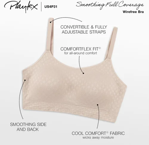 Vista 4 de PLAYTEX Brasier sin costuras para mujer US4P31 sin costuras con ajuste Comfortflex (paquete de 2)