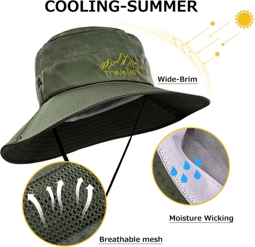 Vista 3 de Surblue Boonie - Sombrero de sol para exteriores, transpirable, ala ancha, protección UV, sombrero de pesca