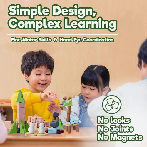 Vista 5 de Taksa Toys Juguetes de aprendizaje únicos inspirados en la naturaleza, recursos preescolares para habilidades motoras finas, bloques de construcción
