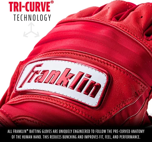 Vista 3 de Franklin Sports MLB Guantes de Bateo de Béisbol - Guantes de Bateo Natural II para Béisbol + Sóftbol - Pares de Guantes de Bateo para Adultos Rojo