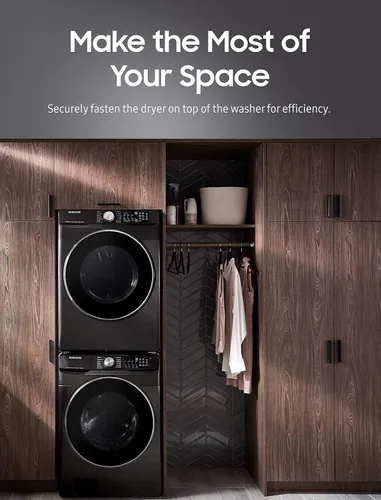 Vista 3 de Samsung SKK8K - Kit de apilamiento de 27 pulgadas y almohadillas antivibración para lavadora Ideaworks JB6368, 1 paquete, negro, 4
