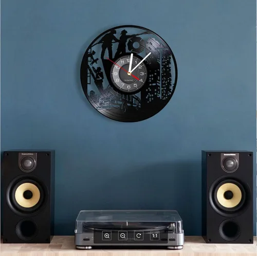 Vista 4 de Reloj de pared de 11.8 in, estación de bomberos, departamento de bomberos, reloj de disco de vinilo, reloj de arte de primera respuesta