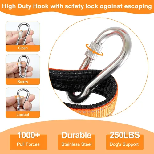 Vista 4 de Correa de cable resistente para perros grandes Reflective Dog Leads for Yard 10/15/20/30/50Ft Outdoor Dog Runner Tether Chain for Outside Camping