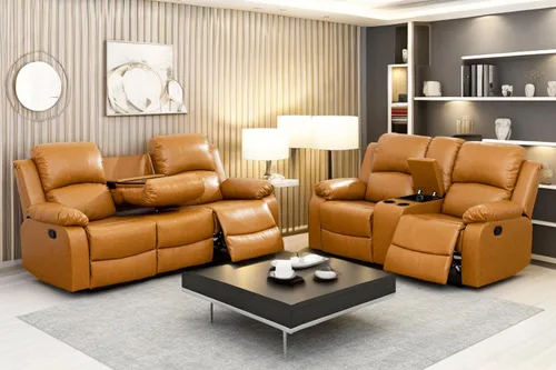 Vista 16 de A Ainehome Juego de Muebles de Sala de Estar de Cuero Reclinable Juego de Sofá Sillón Loveseat Juego de Muebles Sofá para Sala de Estar/Espacio