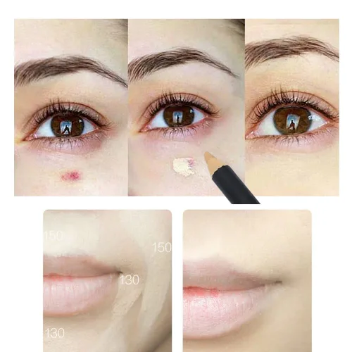 Vista 8 de AKARY Lápiz corrector facial de doble cara 2 en 1, corrector de cejas de doble cara, lápiz iluminador de cejas, corrector profesional impermeable