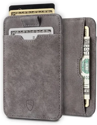 Vista 7 de Vaultskin CHELSEA - Cartera de piel delgada con bloqueo RFID para hombre, tarjetero minimalista con bolsillo frontal, Ámbar, Minimalista