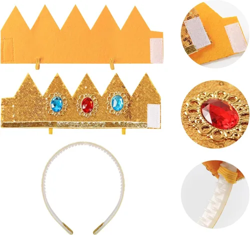 Vista 2 de Pendientes de corona de princesa, guantes para niñas, accesorios de disfraz de Halloween