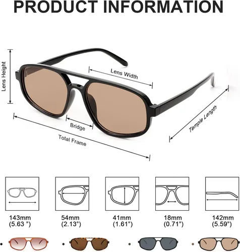 Vista 5 de Louriy Gafas de sol clásicas de aviador retro para mujeres y hombres, grandes, vintage, ovaladas, de los años 70, protección UV400
