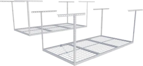 Vista 22 de FLEXIMOUNTS Estante de almacenamiento de techo de garaje de 3x8, sistema de organización de garaje ajustable, metal resistente, capacidad