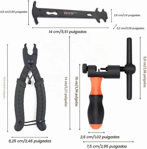 Vista 7 de Kit de herramientas de cadena universal para bicicleta con rompevicicletas, alicates de eslabones de cadena principal, buscador de cadena, eslabón