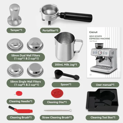 Vista 8 de Gevi Máquina de café expreso de caldera dual con amoladora incorporada