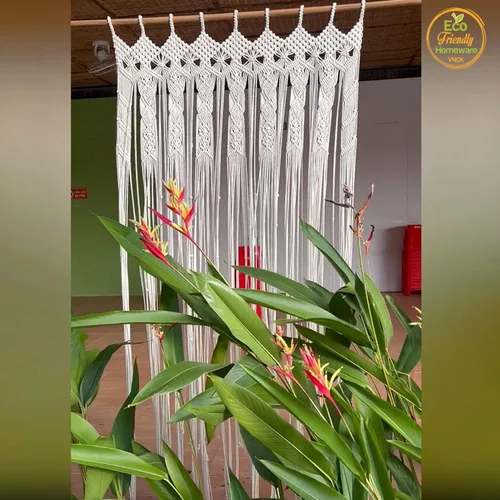Vista 7 de Cortinas de Macramé para Puertas, Colgante de Pared de Macramé, Cortina de Puerta con Cuentas, Telón de Fondo Boho, Cuentas Colgantes para Puertas