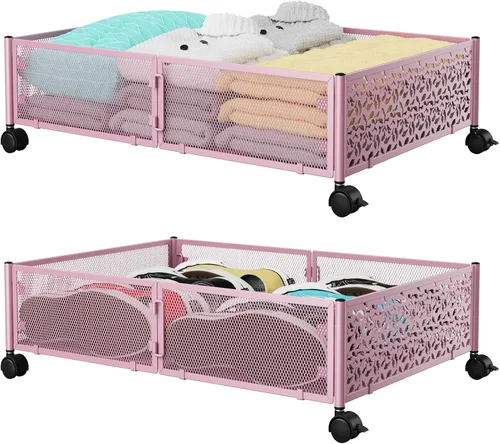 Vista 9 de Contenedor de Almacenamiento Debajo de la Cama con Ruedas, Organizador de Cajones de Almacenamiento para Zapatos Debajo de la Cama, Contenedores