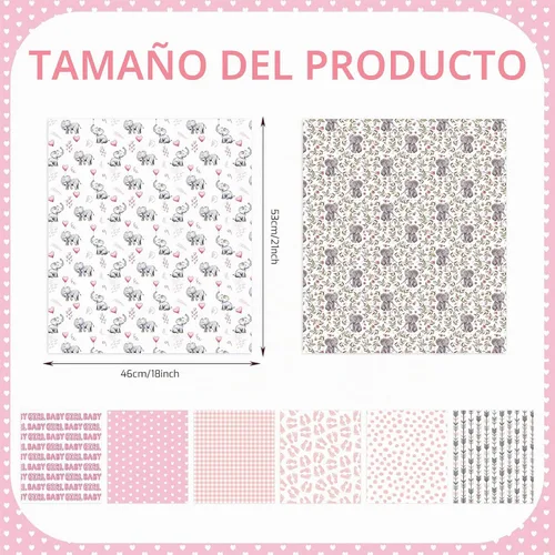 Vista 2 de Tigeen 8 paquetes de tela Fat Quarters, rosa bebé niña