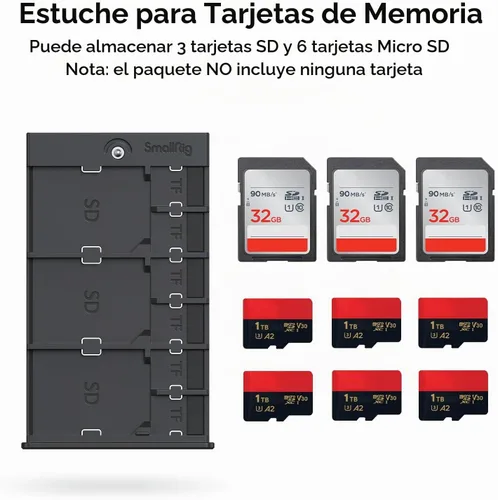 Vista 2 de SMALLRIG Funda para Tarjetas de Memoria Soporte Anti-Choque Anti-Caída y Arañazos Adecuada para Tarjetas SD/Micro SD/SIM para Entusiastas