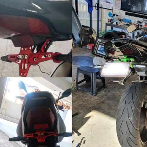 Vista 2 de Soporte universal para placa trasera de motocicleta, número ordenado, eliminador con luz para MT-01 MT-03 MT-07 MT-09 MT-10 S1000RR S1000R F800GS