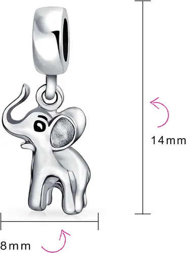 Vista 3 de Lucky Zoo Animal Good Luck Trunk Up Circus Elephant Puzzle Bead Charm For Women Teen Polished .925 Sterling Silver Fits European Bracelet