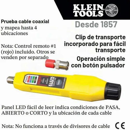 Vista 2 de Klein Tools Probador de cables VDV512-100, probador Coax Explorer 2 VDV, operación de botón para rastreo de cables, pruebas y mapeo de cable coaxial