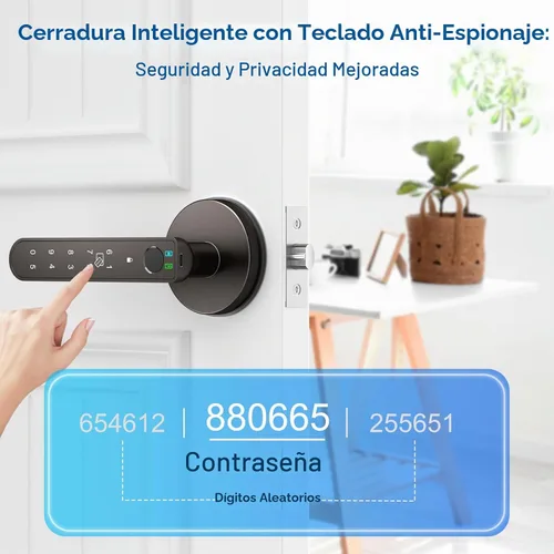 Vista 4 de Cerradura de puerta de huellas dactilares, perilla inteligente de puerta con entrada sin llave, cerradura de puerta biométrica con control de Gris