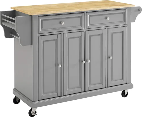 Vista 12 de Crosley Furniture isla de cocina con ruedas, Madera, Negro