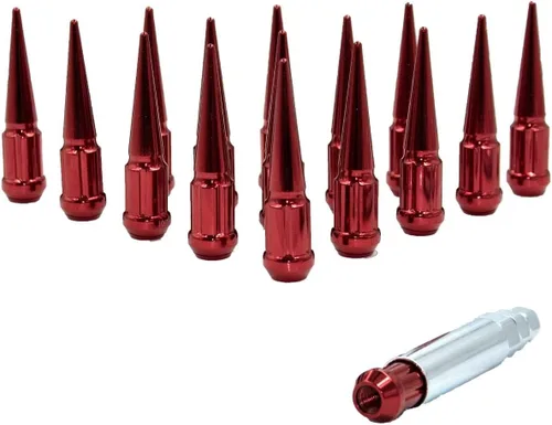 Vista 12 de Piezas de accesorios de rueda, 20 piezas de 1/2 "-20 roscas estriadas de 3.35 pulgadas de largo, tuercas hexagonales negras para Ford Mustang Jeep