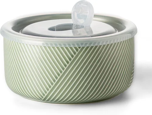 Vista 13 de Recipiente de cerámica con tapa: recipiente de almacenamiento de alimentos apto para microondas de 20 onzas para sopa, ensalada, cereales, sobras