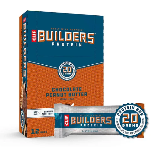 Vista 5 de CLIF BUILDERS - Barras de proteínas, sabor a mantequilla de maní y chocolate, 0.71 oz de proteína (2.4 onzas, 12 unidades) (ahora sin gluten)