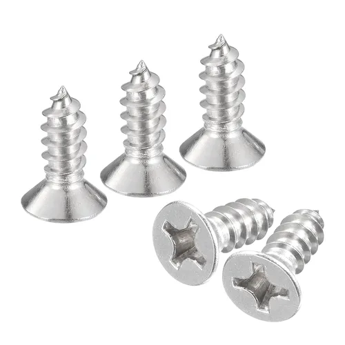 Vista 34 de uxcell Tornillos de chapa de cabeza plana #4x1, 50 tornillos de madera Phillips Drive Tornillos de acero inoxidable 304 Autoperforantes