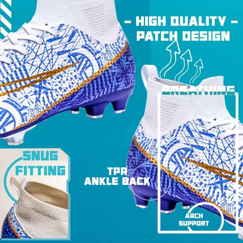 Vista 4 de Niber Zapatos deportivos de fútbol para niños y hombres, tenis de fútbol para equipo de fútbol, ligeros, para correr, al aire libre, cómodos