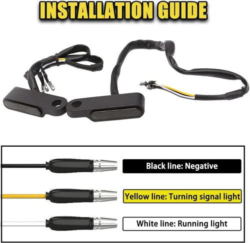 Vista 6 de DREAMIZER Manillar universal para motocicleta LED señal de giro con flujo de agua, mini intermitentes frontales, luz de marcha compatible con Harley