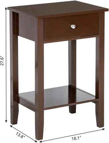 Vista 3 de Mesa decorativa de madera para sala de estar, mesa auxiliar de granja con cajón, mesa auxiliar rústica con estante de almacenamiento para espacios