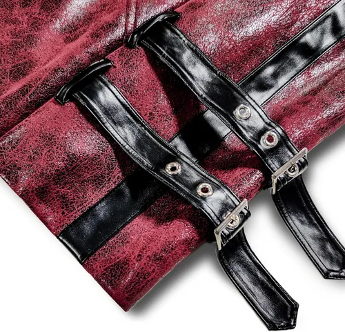 Vista 7 de Chaqueta steampunk de piel sintética para hombre, disfraz gótico victoriano
